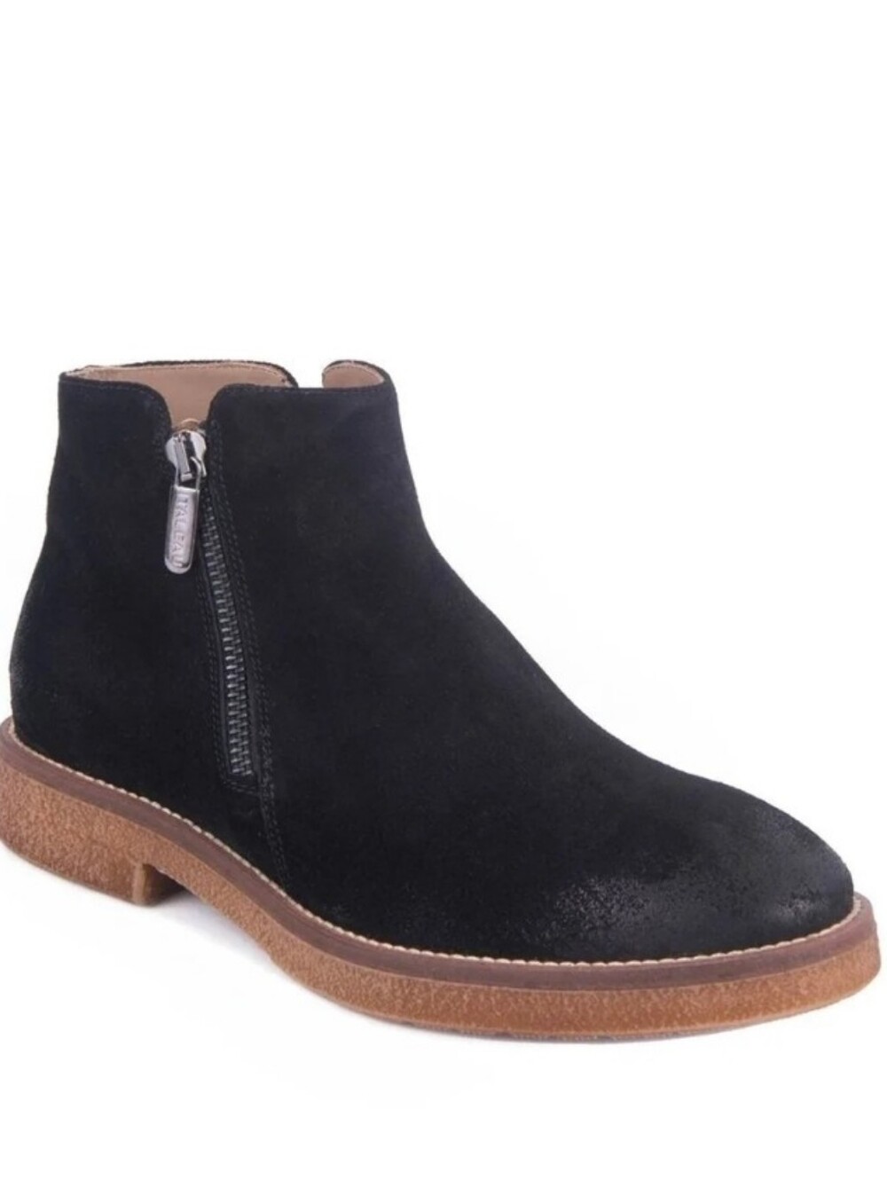 ITALEAU Suede Ankle Boot Black - Side Zip NEW